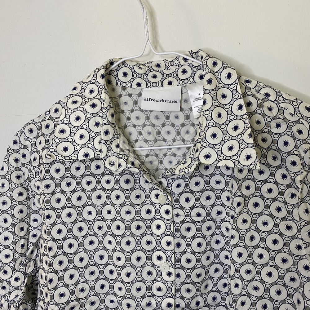 Alfred Dunner Eyelet Detail Button Front Cotton Shirt - Picture 7 of 12